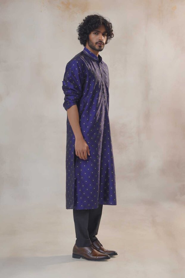 tanchoi-blue-kurta-set