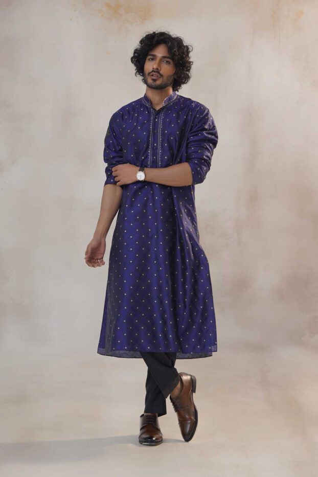 tanchoi-blue-kurta-set