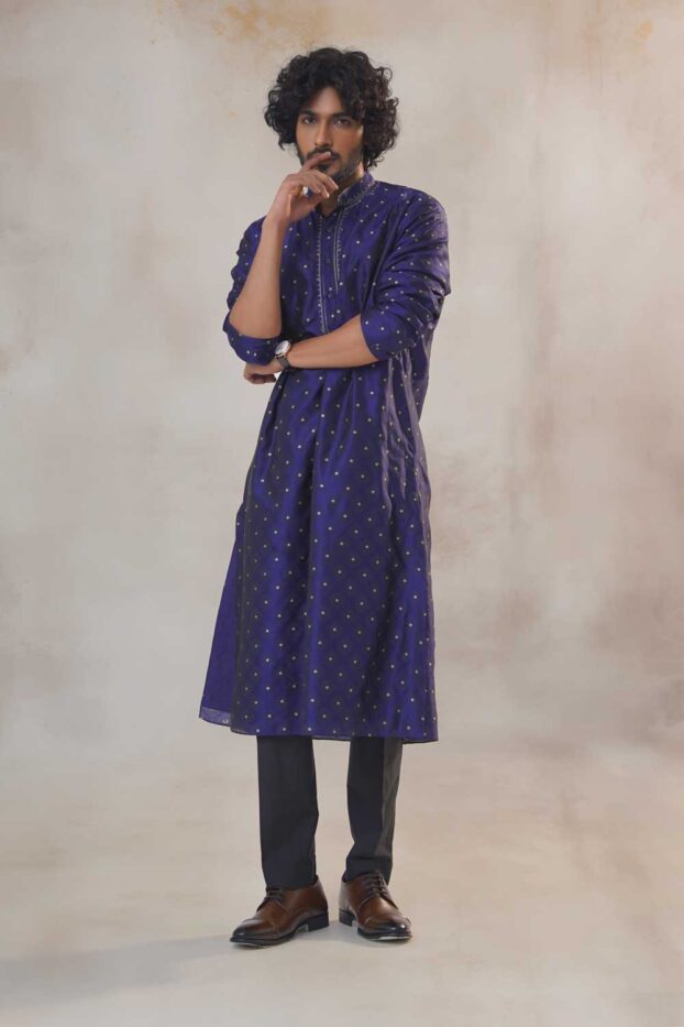 tanchoi-blue-kurta-set