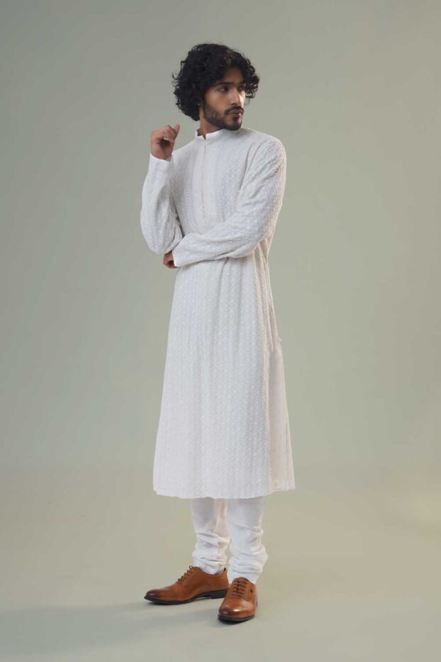 white-chikankari-embroidery-kurta