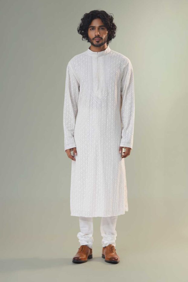 white-chikankari-embroidery-kurta