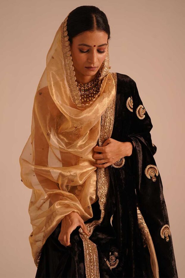 Chandbali Black Doshala Festive Saree