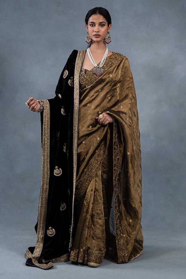 Chandbali Black Doshala Wedding Saree