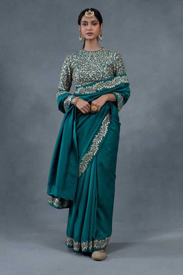 Gulabo Teal Festive Wedding Saree