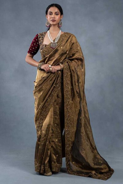 Mayuri Antique Gold Party Wear Bridal Saree