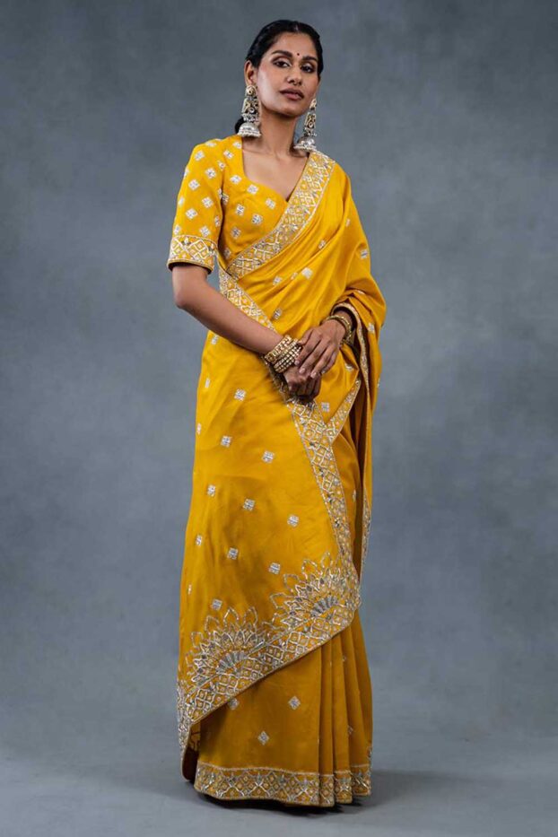 Noor E Shaam Mustard Festive Wedding Saree