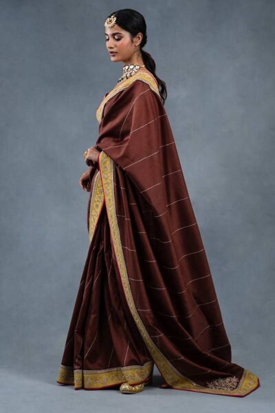 Rangrez Brown Festive Wedding Saree