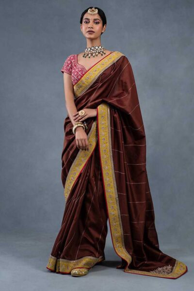 Rangrez Brown Wedding Saree