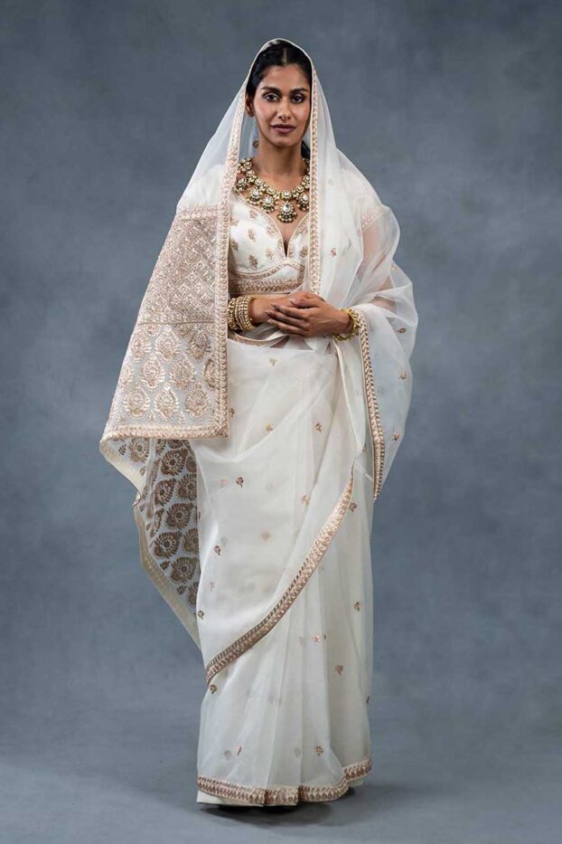 Shaleen Ivory Embroidered Saree