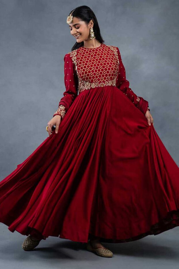 Sirat Red Party Wear Anarkali suits