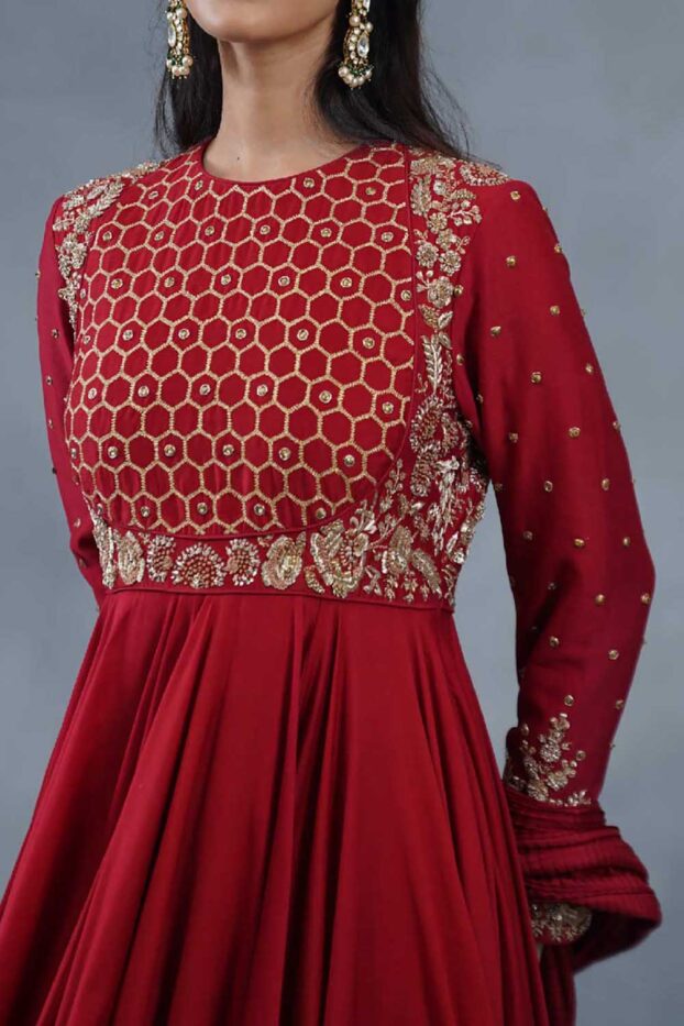 Sirat Red Wedding Anarkali suits