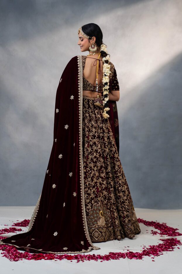 Mayuri Maroon designer wedding Lehenga