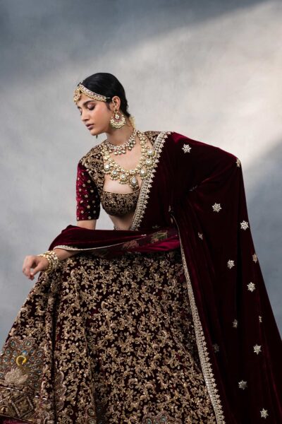 Mayuri Maroon wedding bridal lehenga